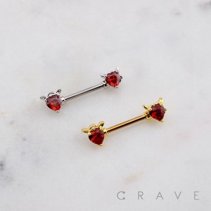 ANGEL DEVIL HEART CZ 316L SURGICAL STEEL NIPPLE RING